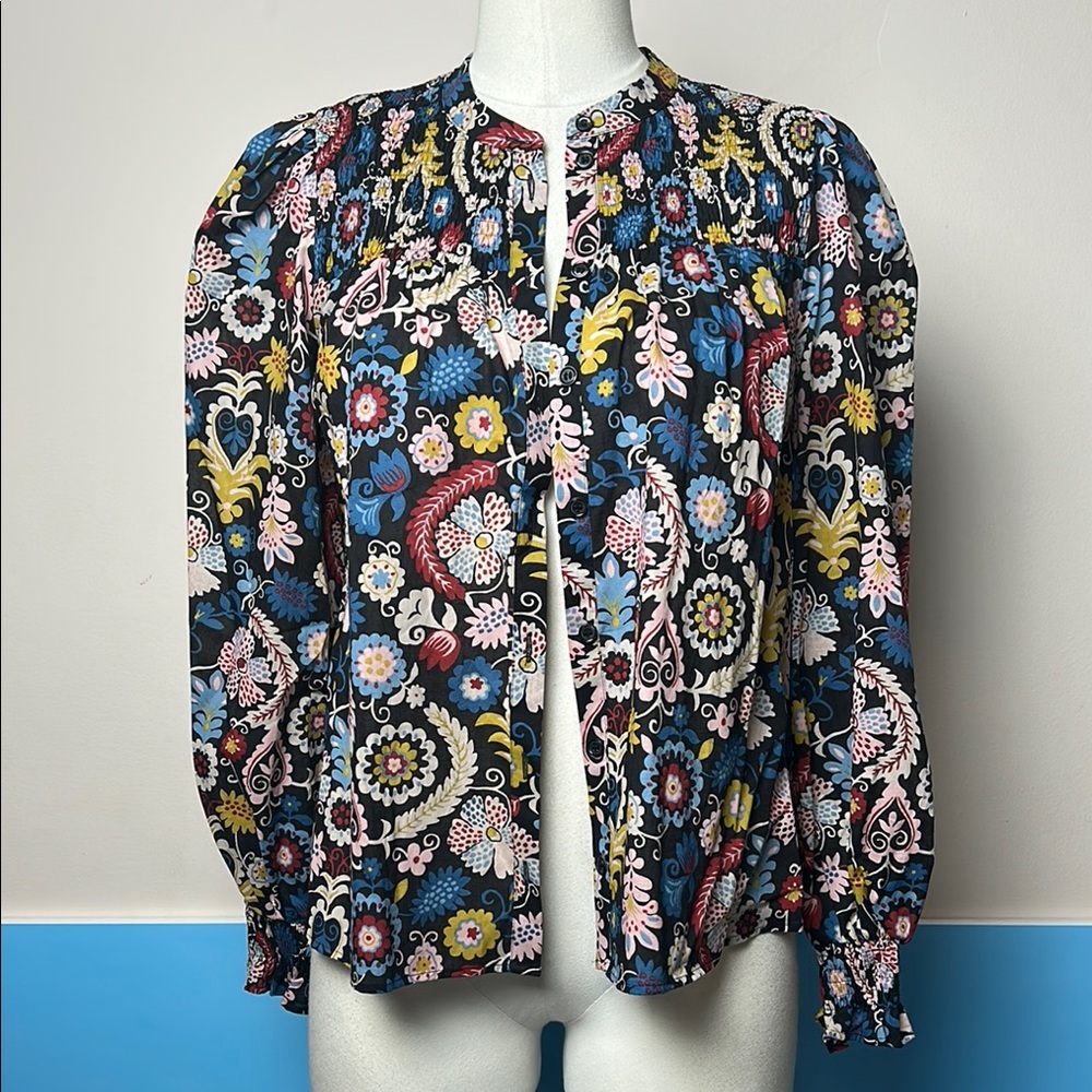 Boden Smocked Yoke Cotton Blouse Size US 4